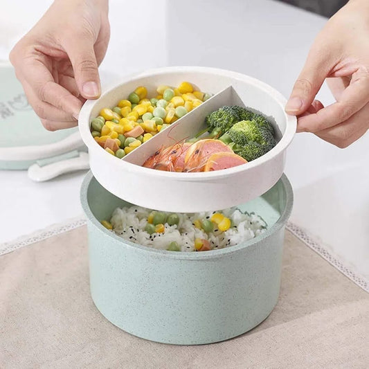 2 Layer Microwave Cycle Lunch Box(SA2405-06)-(14363)Off White Over Sky Blue Apricot