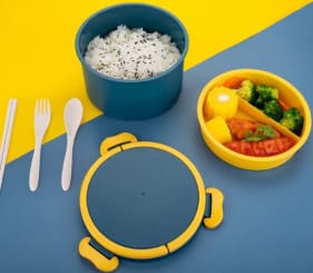 2 Layer Microwave Cycle Lunch Box(SA2405-06)-Yellow Over Green Apricot