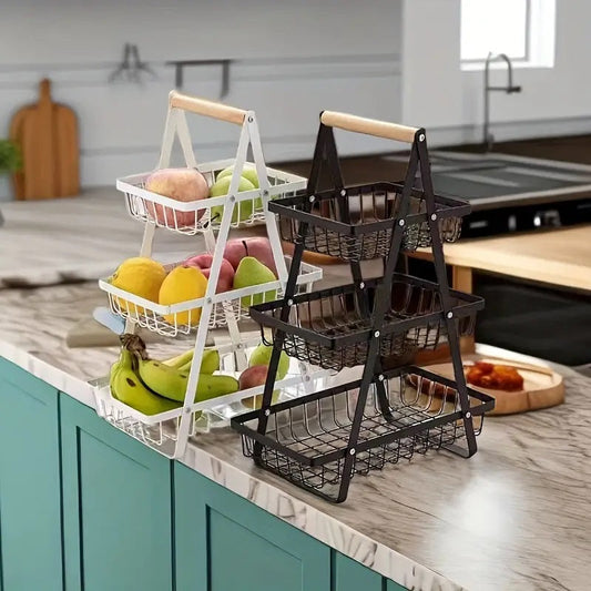 3 Tier Metalic Multi Purpose Storage Basket GOLDEN (5346) Apricot White