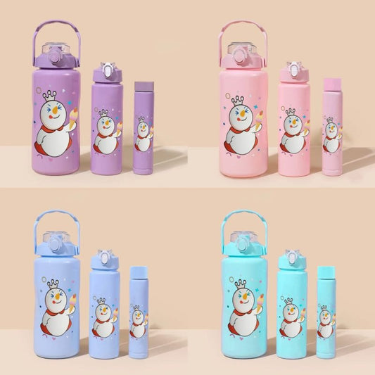 3PCS Water Bottle with Two Straws5595-15121(Blue) Apricot