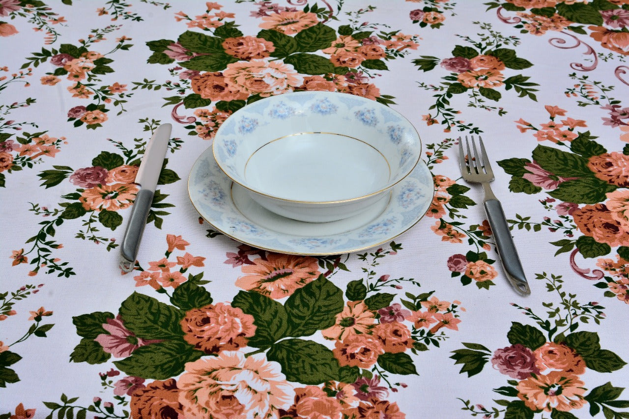 6 & 8 Seater Digital Printed Table Cover(4773)-TB47 Table Cover Apricot