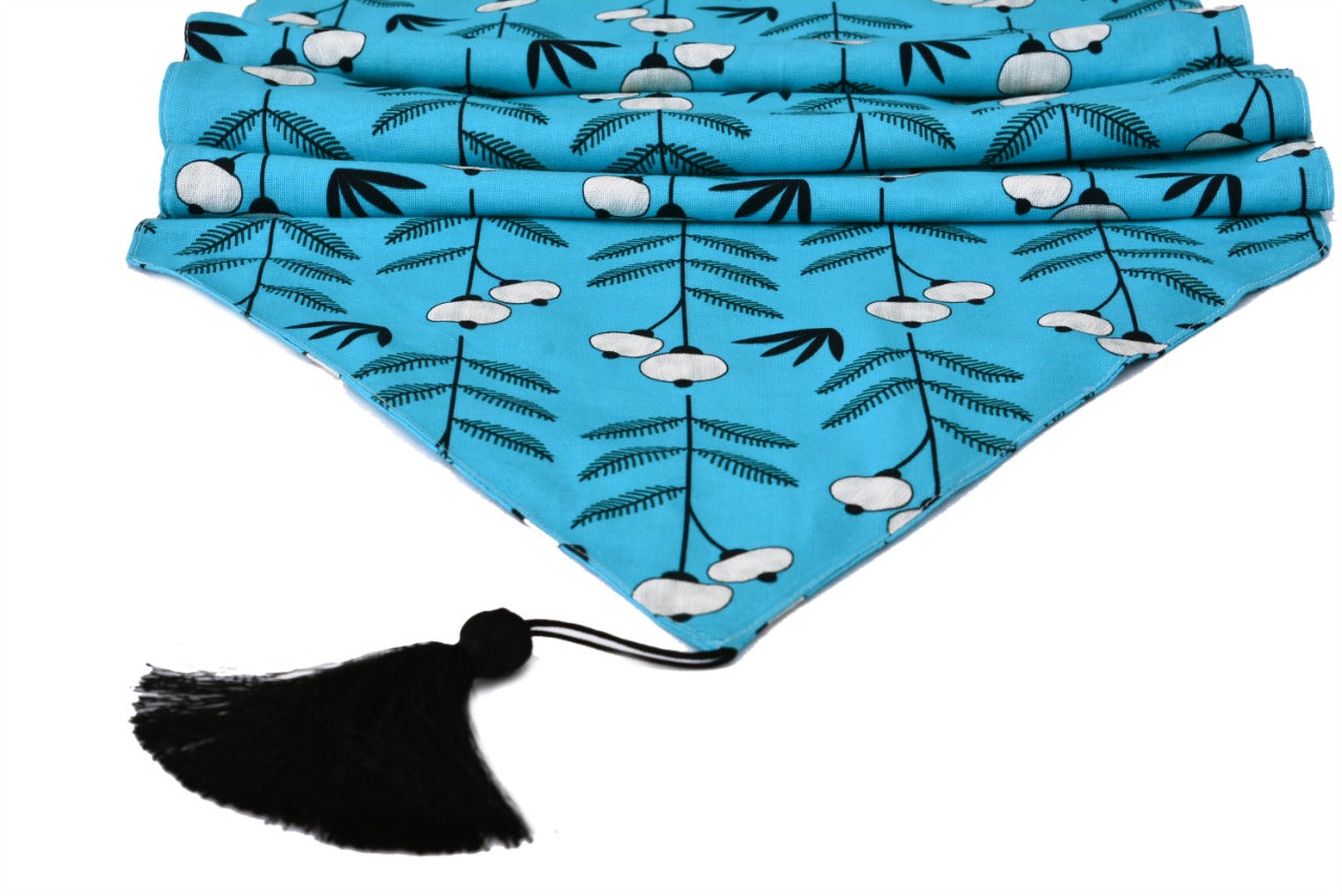 6 Seater Dining Table Runner Set(4617)- TRS09 turquoise Table Runners Apricot