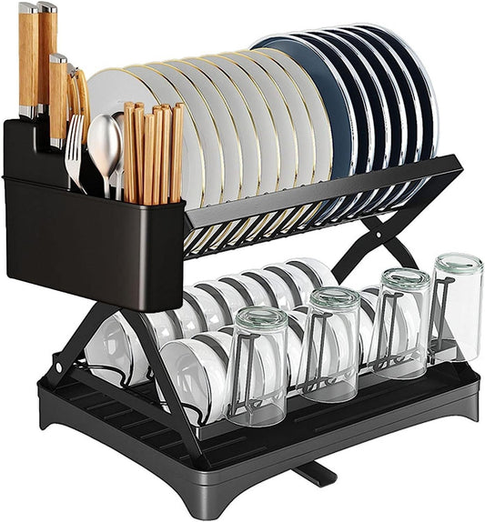 2-Tier Foldable Dish Drying Rack (SA2510-046) Dish Rack Apricot