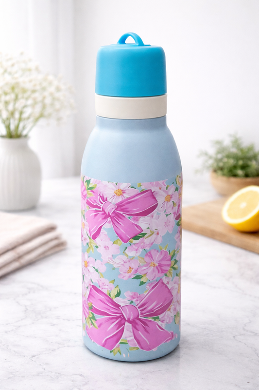 Insulated Stainless Steel Water Bottle (SA2510-150)Pink Bows Apricot