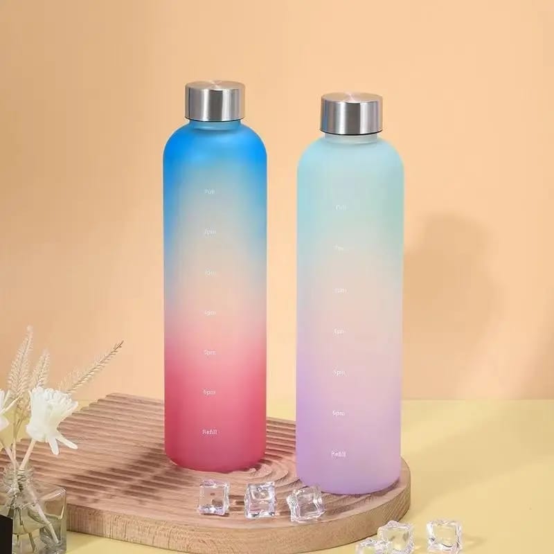 Colorful Gradient Steel Cover with Time Scale Water bottle 5469Aqua Over Lilac Apricot