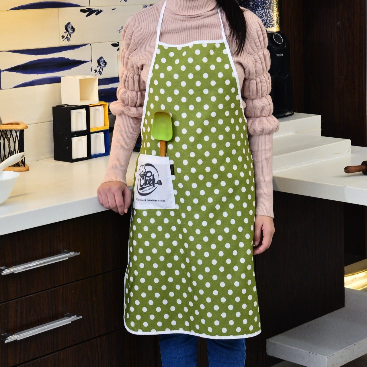 Cooking Kitchen Aprons for Women/Men-KA09 Apricot