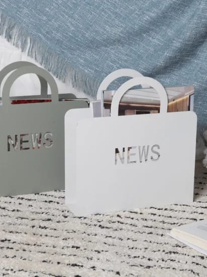 Metallic Newspaper Rack(SA2405-59)-Grey Apricot