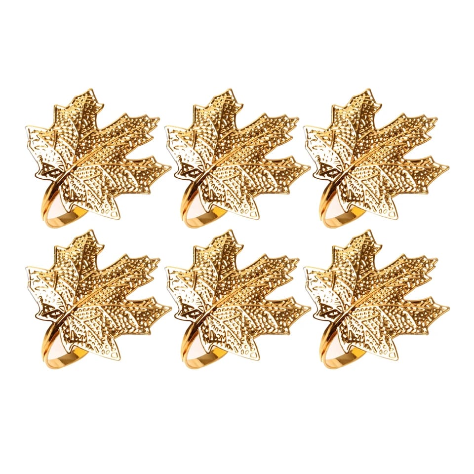 Napkin Holder Rings-Golden Mepal Leaf Kitchen Apricot