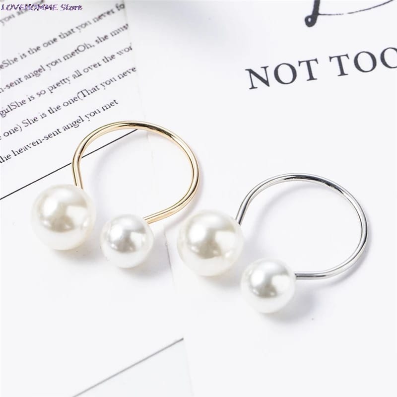 Napkin Holder Rings-Silver Pearls Kitchen Apricot