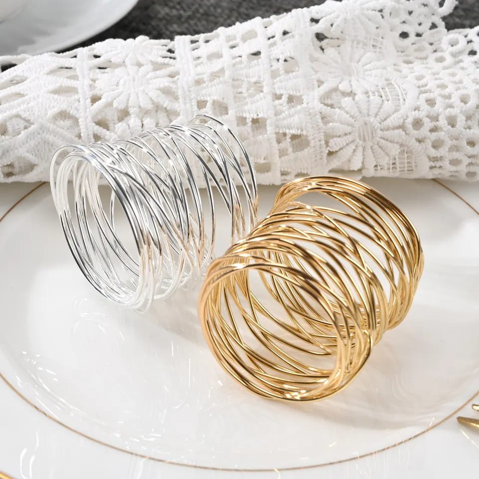 Napkin Holder Rings-Wire Mesh Golden Kitchen Apricot
