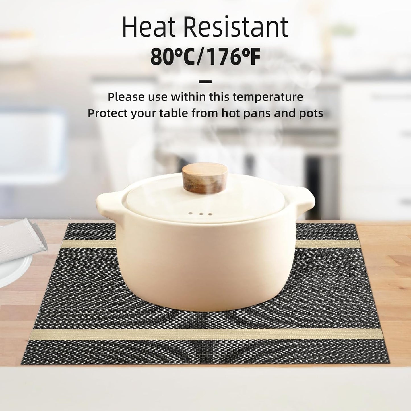 PVC Table Place Mats-Brown Weaves Table Mats Apricot