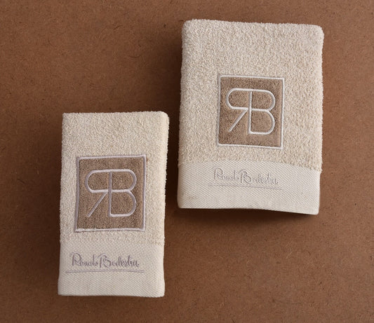 2 PCs RB Embroidered Kitchen Towels- Beige Bath Towels & Washcloths Apricot