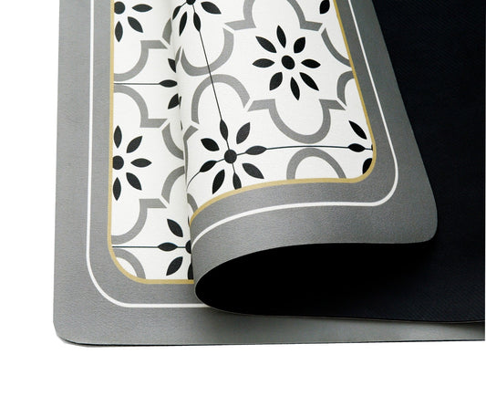 AntiSkid Dish Drying Heat & Water Protector Mat-SA-2553-2(Grey Flower) Rugs Apricot