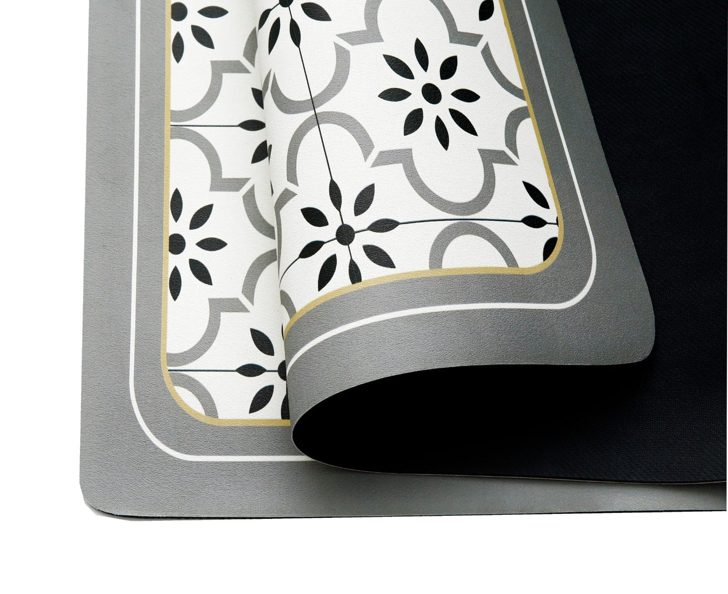 AntiSkid Dish Drying Heat & Water Protector Mat-SA-2553-2(Grey Flower) Rugs Apricot