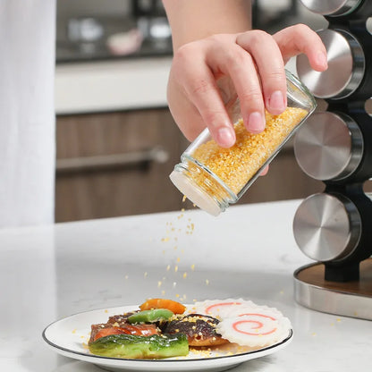 16 PCs Portable Spice Jar with 13933 Wooden Stand Spice and sugar Jar Apricot