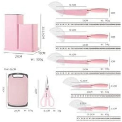 19 PCs Silicon Cooking & Knife Set With Board-13941Mint Green cooking set Apricot   