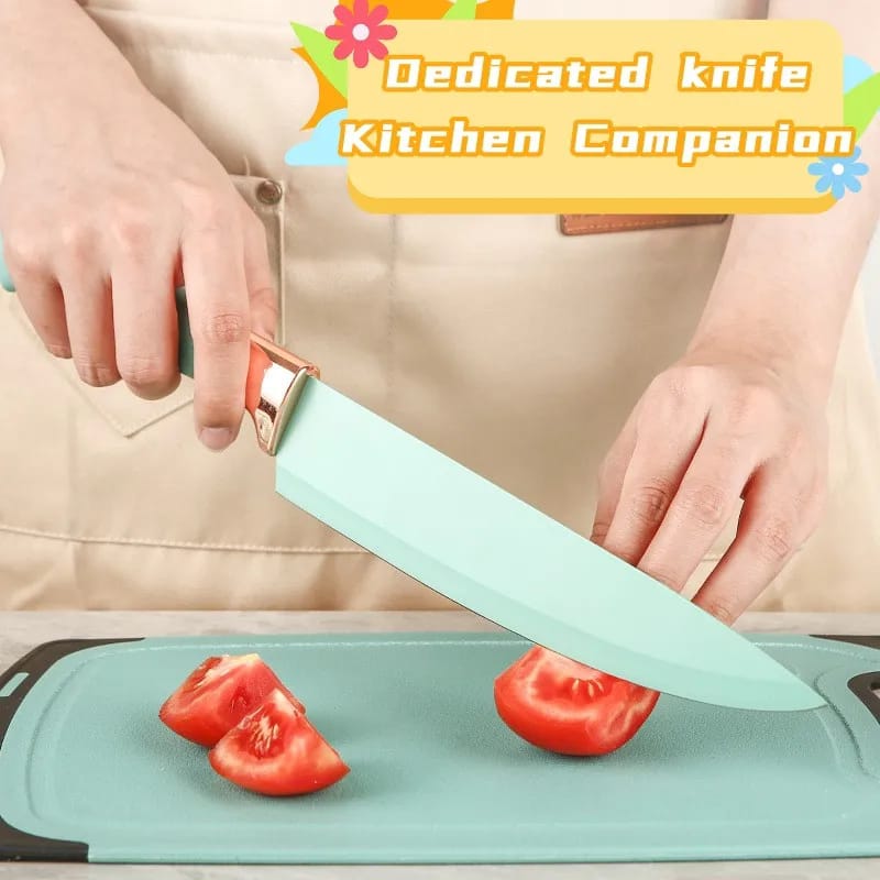 19 PCs Silicon Cooking & Knife Set With Board-13941Mint Green cooking set Apricot   