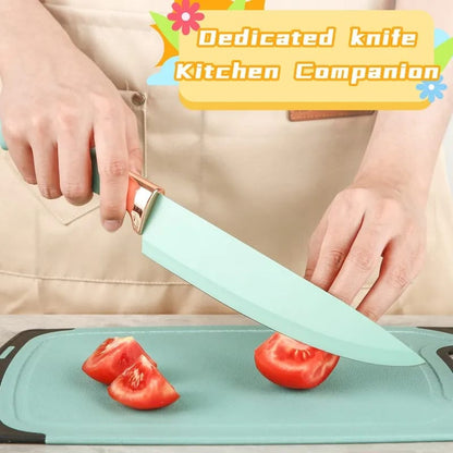 19 PCs Silicon Cooking & Knife Set With Board-13941Mint Green cooking set Apricot   