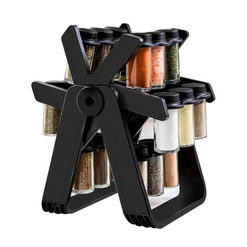 21 PCs Rotating Spice Jar Organizer-14277-With Stand Spice and sugar Jar Apricot