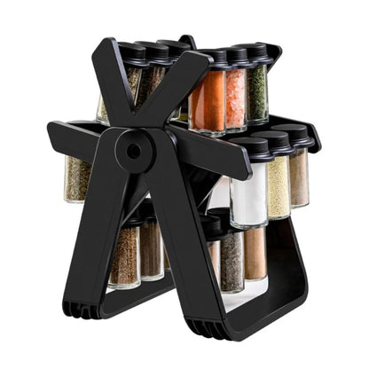 21 PCs Rotating Spice Jar Organizer-14277-With Stand Spice and sugar Jar Apricot