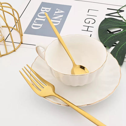 24 Pcs Premium Steel Cutlery Set-(4405) Plain Golden Apricot