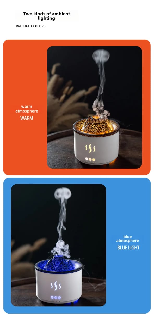 260ML Volcano Aromatherapy Wood Grain Crackling Humidifier-SA2405-186  Apricot   