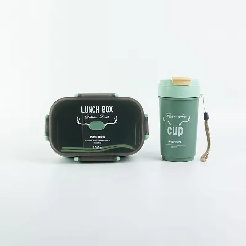 2PCS Lunch Box Set-(5898) Mate Sea Green Apricot