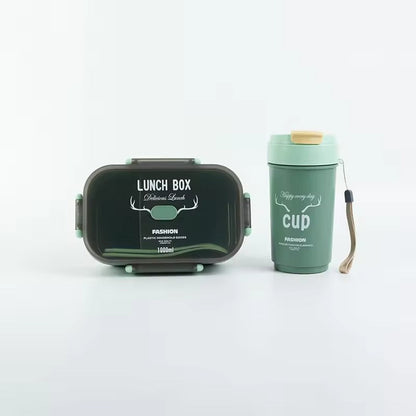 2PCS Lunch Box Set-(5898) Mate Sea Green Apricot