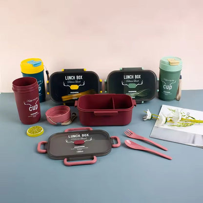 2PCS Lunch Box Set-(5898) Mate Sea Green Apricot