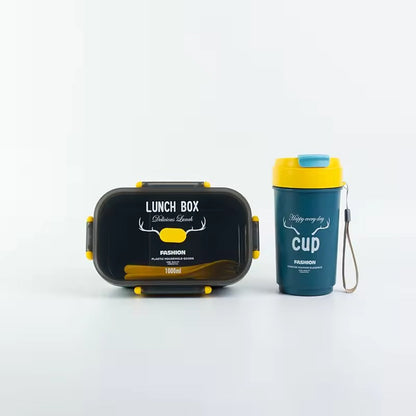 2PCS Lunch Box Set-Mate (5896)Green  Apricot   