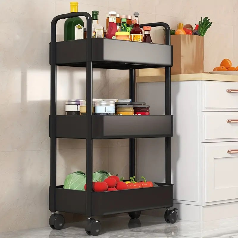 3-Layers Multi-function Trolley Storage Organizer(5295) Storage Organizer Apricot   
