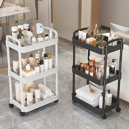 3-Layers Multi-function Trolley Storage Organizer(5295) Storage Organizer Apricot   
