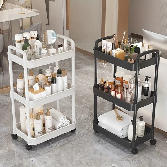 3-Layers Multi-function Trolley Storage Organizer(5295) Storage Organizer Apricot   