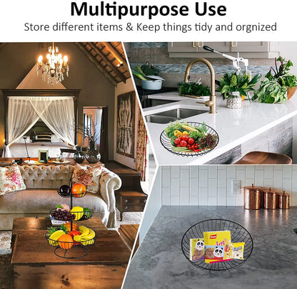 3 Tier Metal Fruit Storage Basket-Black(SA2405-08) Fruit Baskets Apricot   