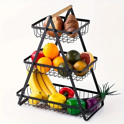 3 Tier Metalic Multi Purpose Storage Basket GOLDEN (5346) Apricot