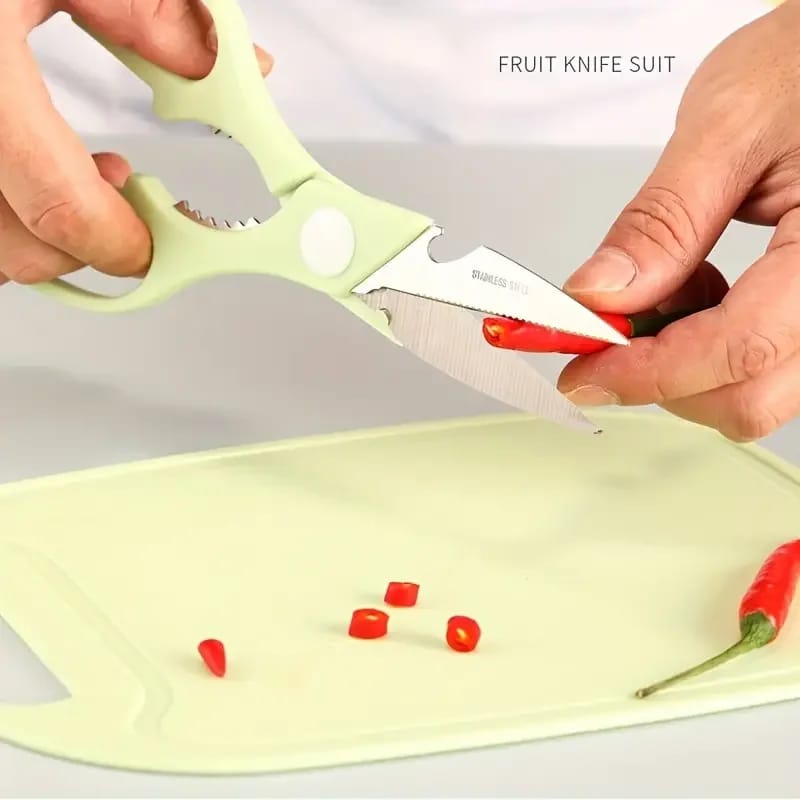 4 PCs Cutting Board With Knife Set(5716)-Blue  Apricot   