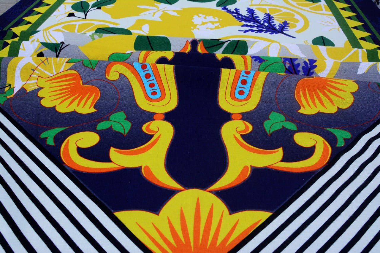 6 & 8 Seater Digital Printed Table Cover(4599)- TB42 Table Cover Apricot   