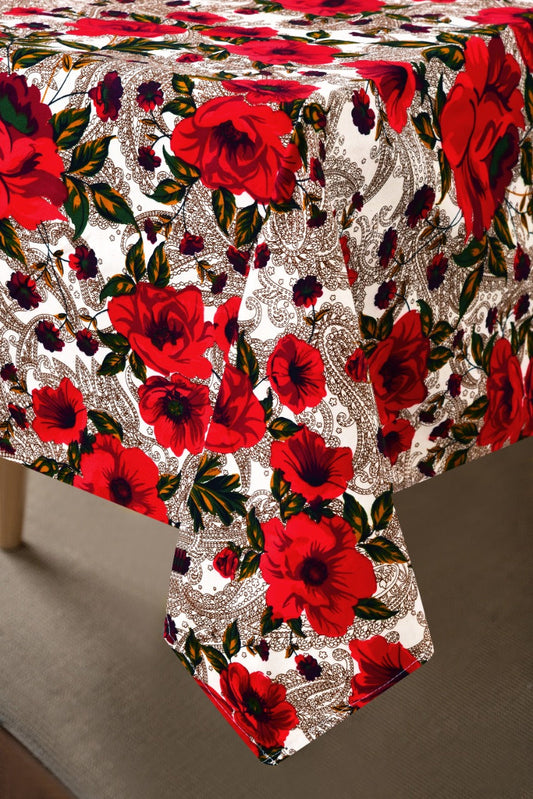 6 & 8 Seater Digital Printed Table Cover(4643)-TB45 Table Cover Apricot   