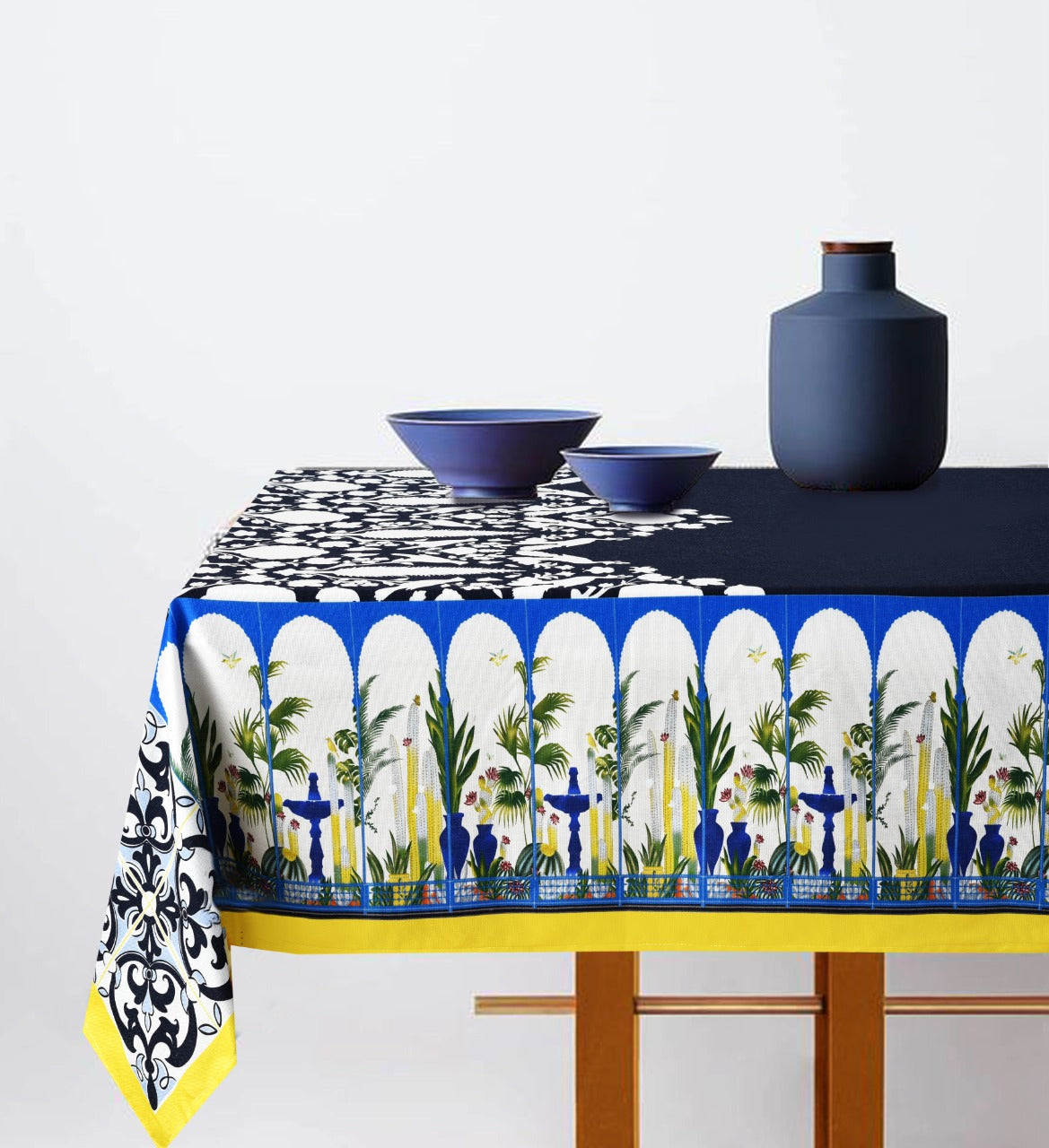 6 & 8 Seater Digital Printed Table Cover(5081)-TB56 Table Cover Apricot   