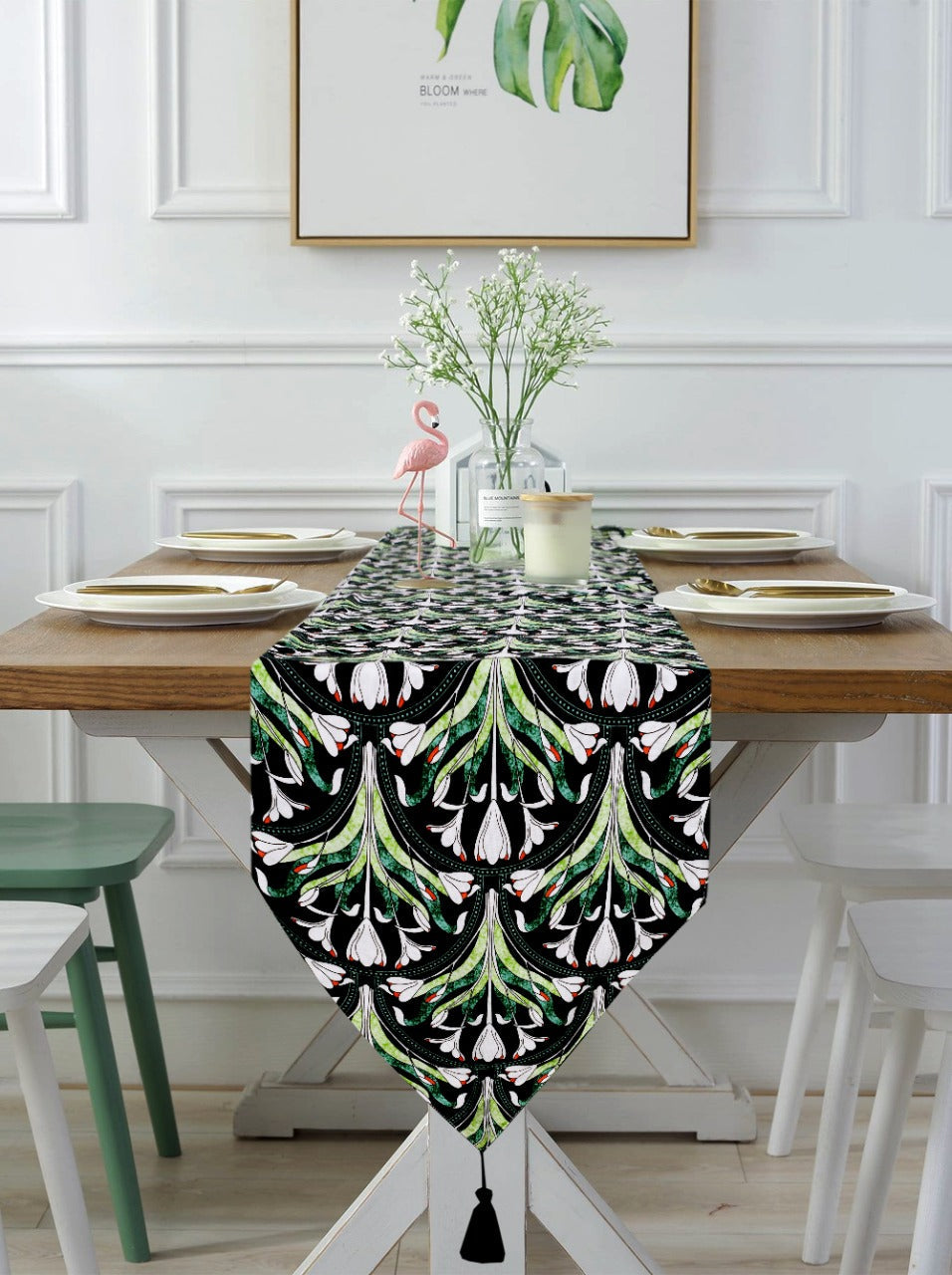 6 & 8 Seater Dining Table Runner-Art  Neauveau Table Runners Apricot   