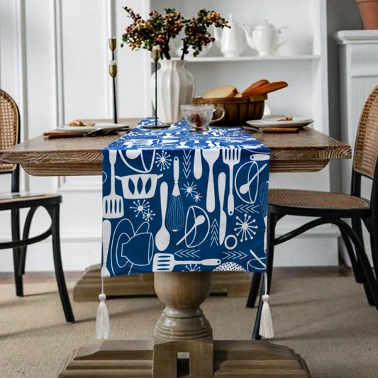 6 & 8 Seater Dining Table Runner-Blue Kitchen Tools Table Runners Apricot   