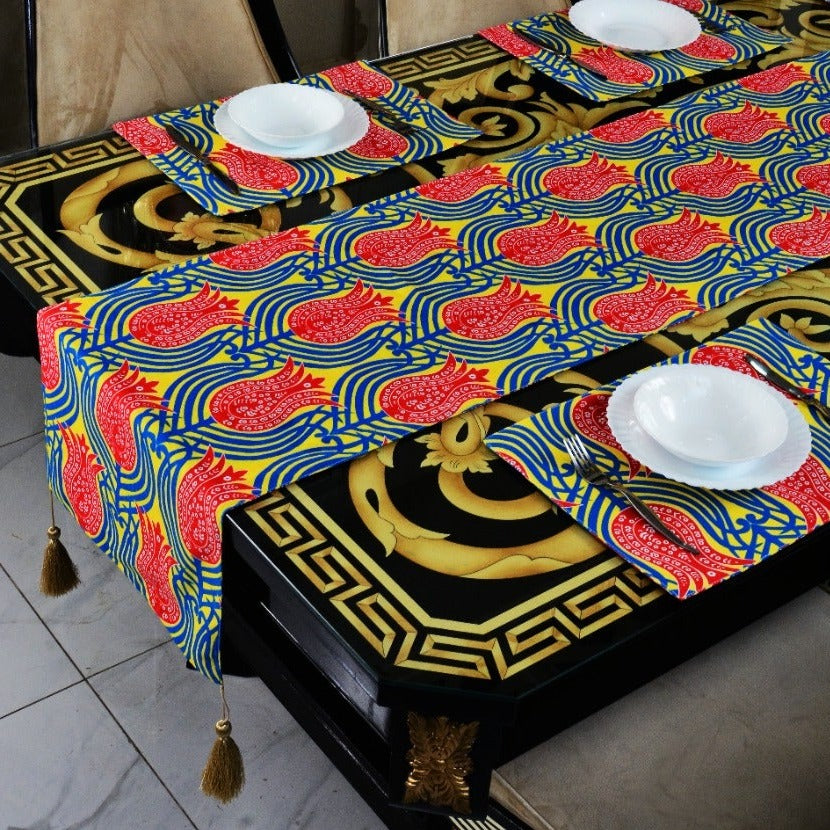 6 Seater Dining Table Runner Set(4617)- TRS03 Table Runners Apricot   