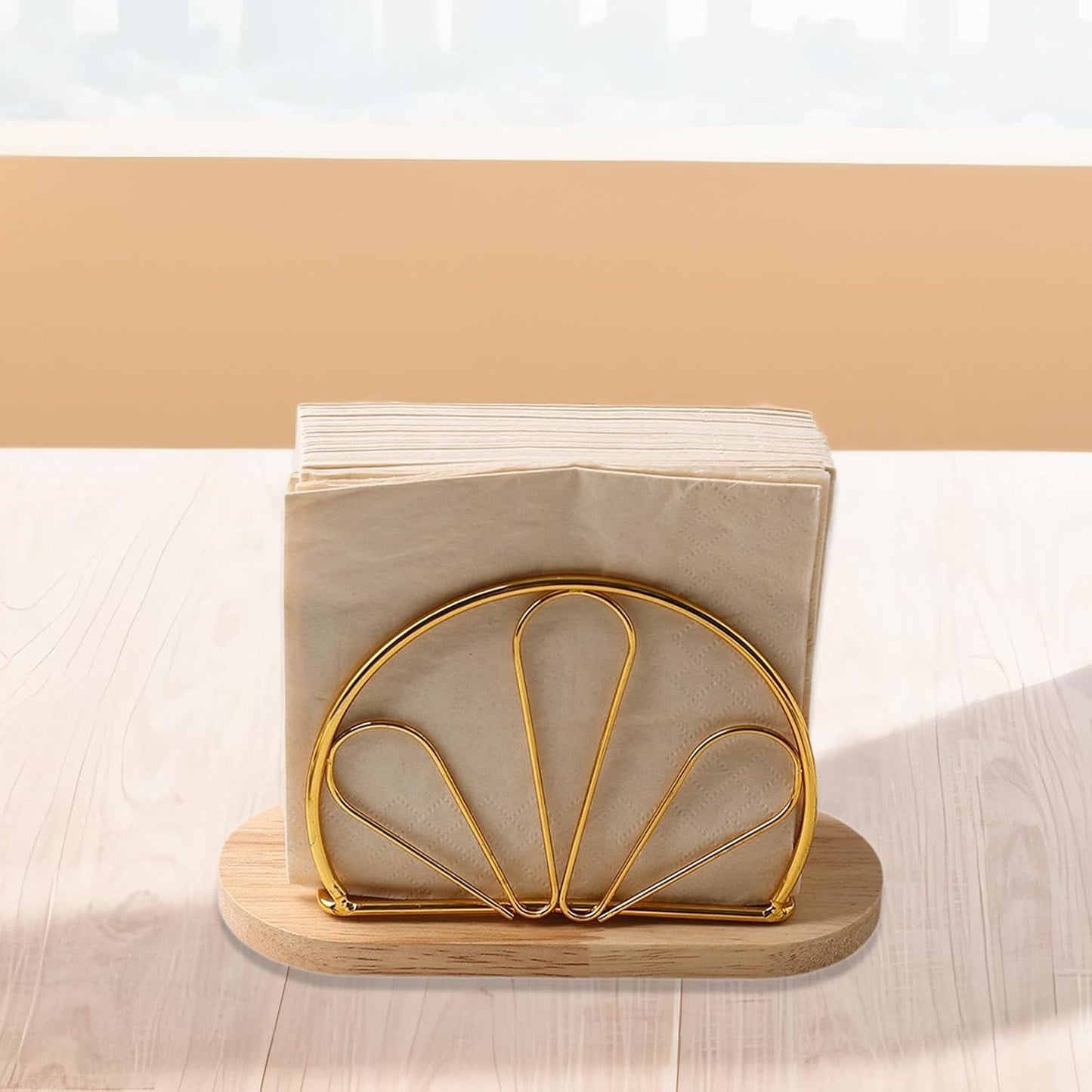 Metallic Napkins & Tissue Holder-Flowers(SA2408-132) Tissue Box Apricot