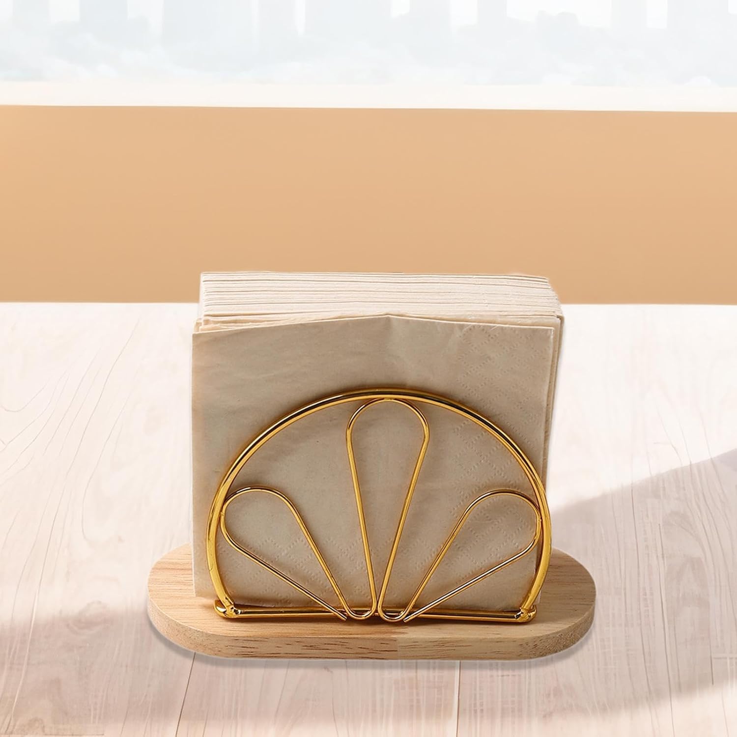 Metallic Napkins & Tissue Holder-Flowers(SA2408-132) Tissue Box Apricot