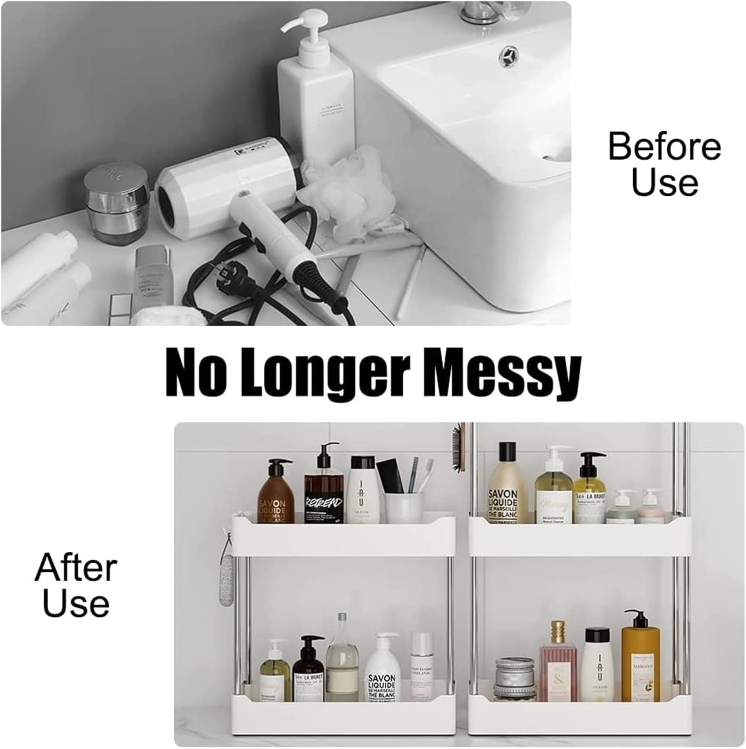 2 Tier Multi Purpose Storage Rack-SA2408-113 Bathroom Accessory Sets Apricot