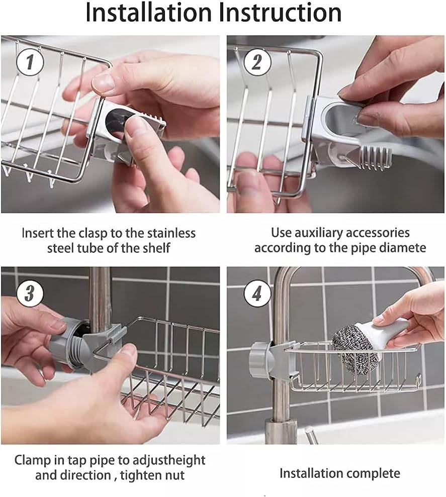 Stainless Steel Faucet Rack Sponge Holder Faucet Apricot
