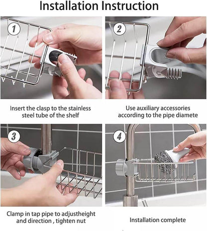 Stainless Steel Faucet Rack Sponge Holder Faucet Apricot