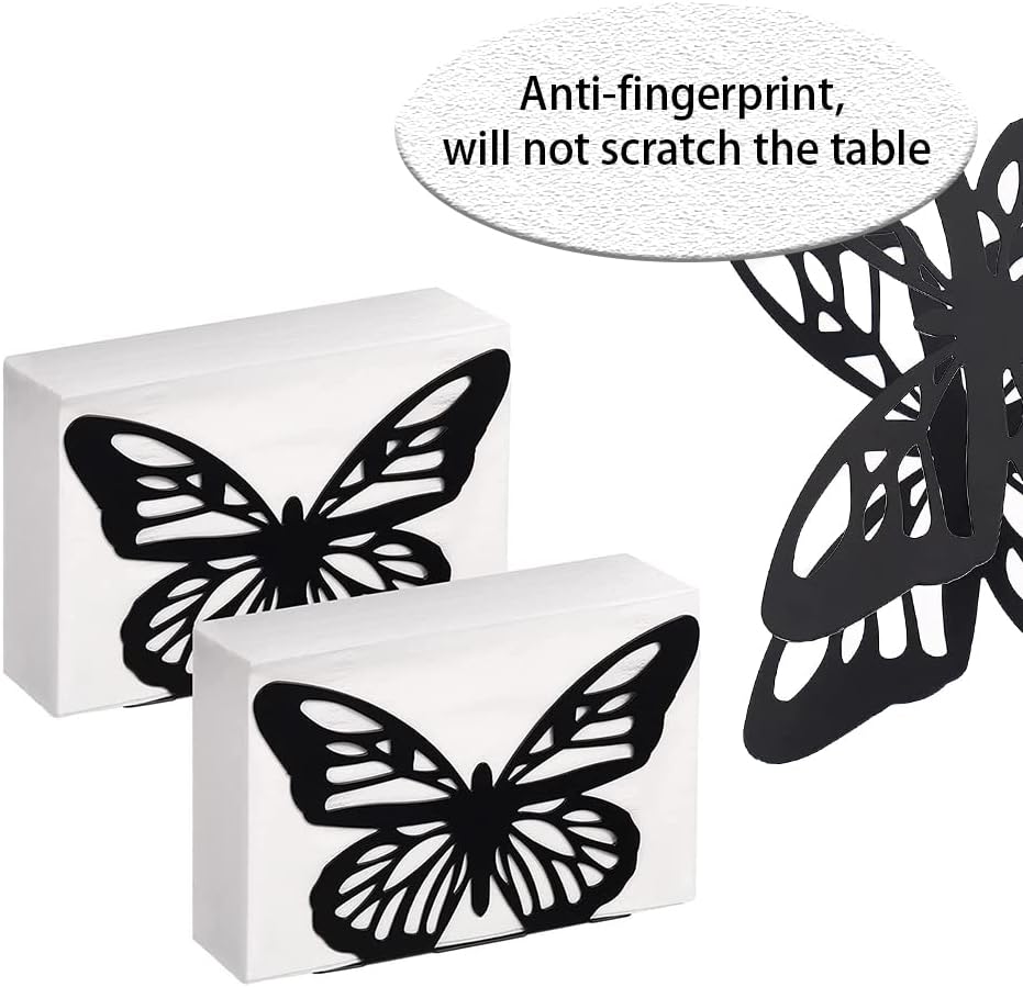 Metallic Napkins & Tissue Holder-Butterfly(SA2408-129) Tissue Box Apricot