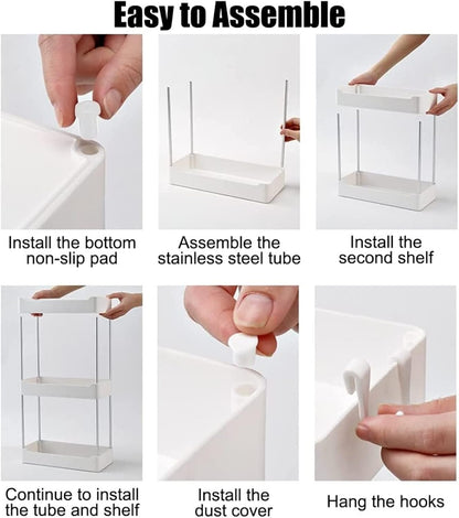 2 Tier Multi Purpose Storage Rack-SA2408-113 Bathroom Accessory Sets Apricot