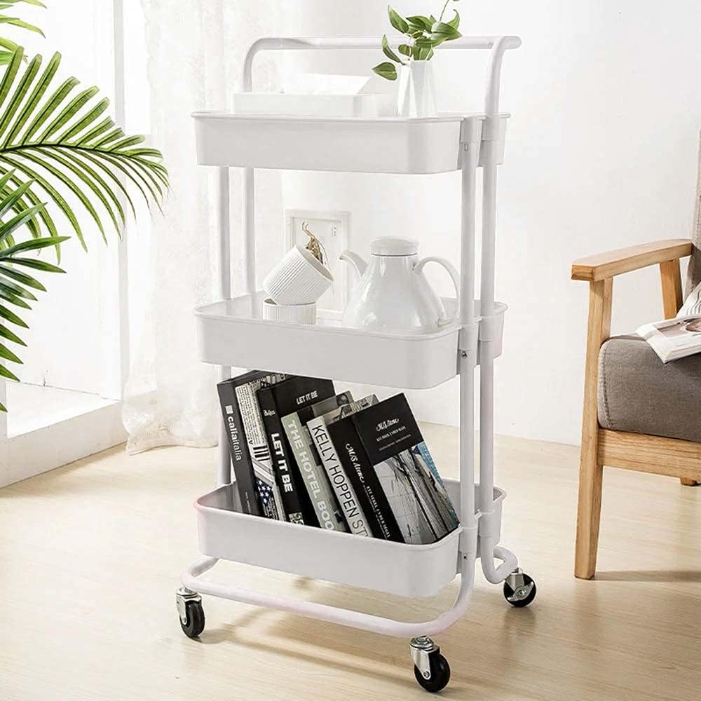 3-Layers Multi-function Trolley Storage Organizer(15262) Storage Organizer Apricot White